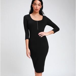 Lulus Black Bodycon Midi Dress